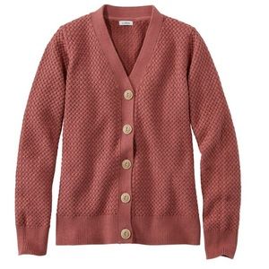 LL Bean Women's Basketweave Sweater, Button-Front Cardigan